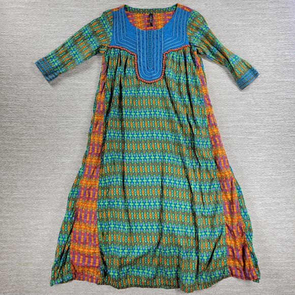 Generation Woman Pakistani Dress 10 Green Cotton Paneled Print Embroidered Maxi - Picture 1 of 12